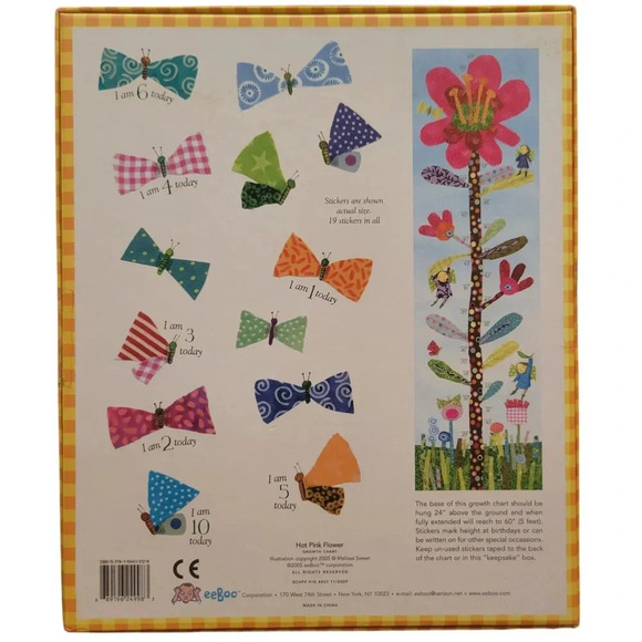 eeBoo Keepsake Floral Growth Chart with Milestone Stickers New Open Box - Picture 7 of 13